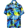 thumbnail image 1 of HAPPY BAY Men's Hawaiian Shirts Short Sleeve Button Down Shirt Men's Party Shirts Casual Holiday Summer Tropical Island Shirts for Men Funny XXL Beach, Blue, 1 of 6