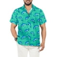 thumbnail image 1 of HAPPY BAY Men's Hawaiian Shirts Short Sleeve Button Down Shirt Men's Party Shirts Casual Vacation Fishermen Summer Tropical Shirts for Men Funny S Cyan, Dolphin, 1 of 5