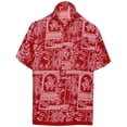 thumbnail image 1 of HAPPY BAY Men's Hawaiian Shirts Short Sleeve Button Down Shirt Men's Party Shirts Casual Vacation Summer Tropical Island Shirts for Men Funny 3XL Island Collage Print, Red, 1 of 7