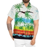 HAPPY BAY Men's Hawaiian Shirts Short Sleeve Button Down Shirt Men's Party Shirts Casual Vacation Summer Tropical Island Shirts for Men Funny 4XL Hula Dancer, White