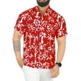 thumbnail image 1 of HAPPY BAY Men's Hawaiian Shirts Short Sleeve Button Down Shirt Men's Party Shirts Casual Vacation Summer Tropical Island Shirts for Men Funny S Leaves, Red, 1 of 6
