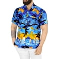 thumbnail image 1 of HAPPY BAY Men's Hawaiian Shirts Short Sleeve Button Down Shirt Men's Summer Shirts Casual Beach Vacation Hawaii Island Shirts for Men Funny S Tropical View, Blue, 1 of 6
