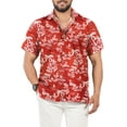 thumbnail image 1 of HAPPY BAY Men's Hawaiian Shirts Short Sleeve Button Down Shirt Men's Tropical Shirts Casual Holiday Summer Party Caribbean Shirts for Men Funny L Red, Beach, 1 of 5