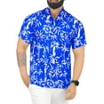 thumbnail image 1 of HAPPY BAY Men's Hawaiian Shirts Short Sleeve Button Down Shirt Men's Tropical Shirts Casual Vacation Summer Party Caribbean Shirts for Men Funny 3XL Allover Leaves, Blue For Dad, 1 of 6