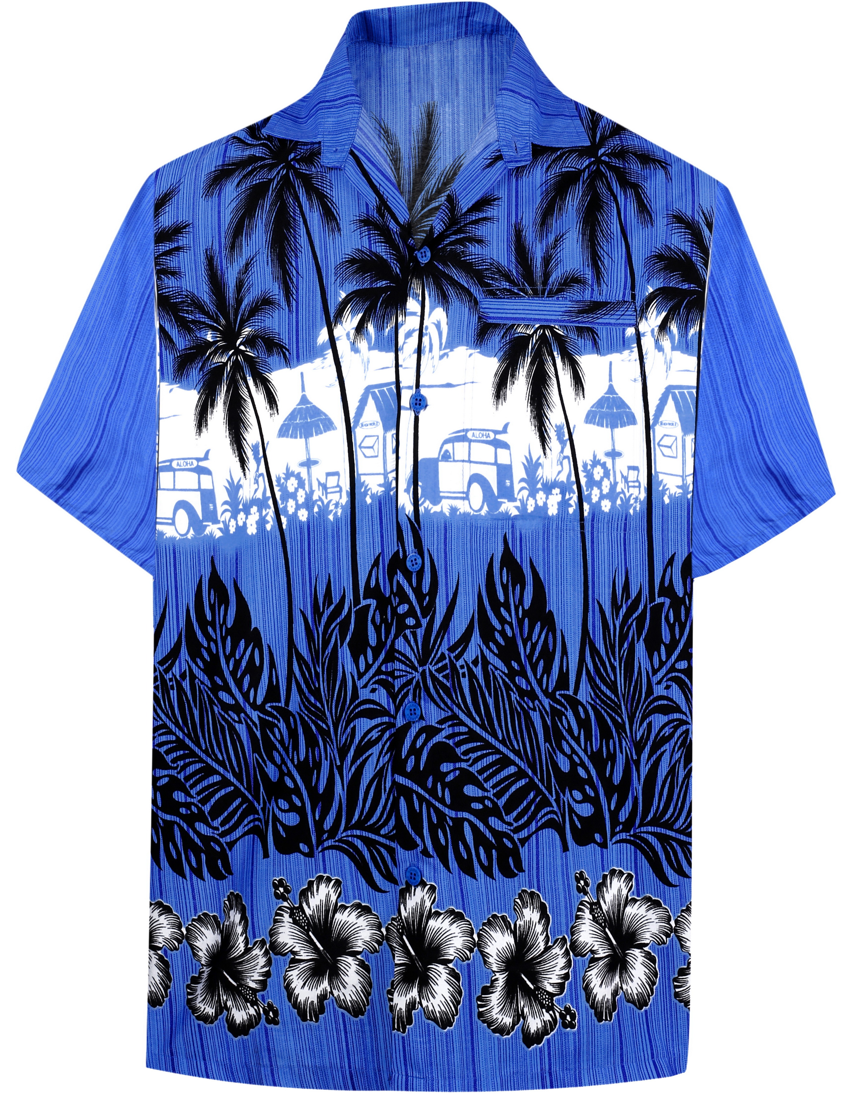 HAPPY BAY Men's Hawaiian Shirt - Short Sleeve, Rayon, Tropical Print, For Beach & Parties - View #2