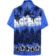 thumbnail image 1 of HAPPY BAY Men's Hawaiian Shirts Short Sleeve Button Down Shirt Mens Casual Shirts Holiday Tropical Beach Summer Party Shirts for Men Funny 4XL Dark Bushy, Blue, 1 of 6