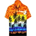 thumbnail image 1 of HAPPY BAY Men's Hawaiian Shirts Short Sleeve Button Down Shirt Mens Casual Shirts Vacation Tropical Beach Summer Party Shirts for Men Funny XL Island View, Orange, 1 of 6