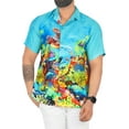 thumbnail image 1 of HAPPY BAY Men's Hawaiian Shirts Short Sleeve Button Down Shirt Mens Hawaii Shirts Boho Holiday Casual Summer Beach Shirts for Men Funny L Undersea, Blue, 1 of 6