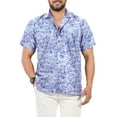 thumbnail image 1 of HAPPY BAY Men's Hawaiian Shirts Short Sleeve Button Down Shirt Mens Hawaii Shirts Boho Vacation Casual Summer Beach Shirts for Men Funny S Blue, Leaves, 1 of 5