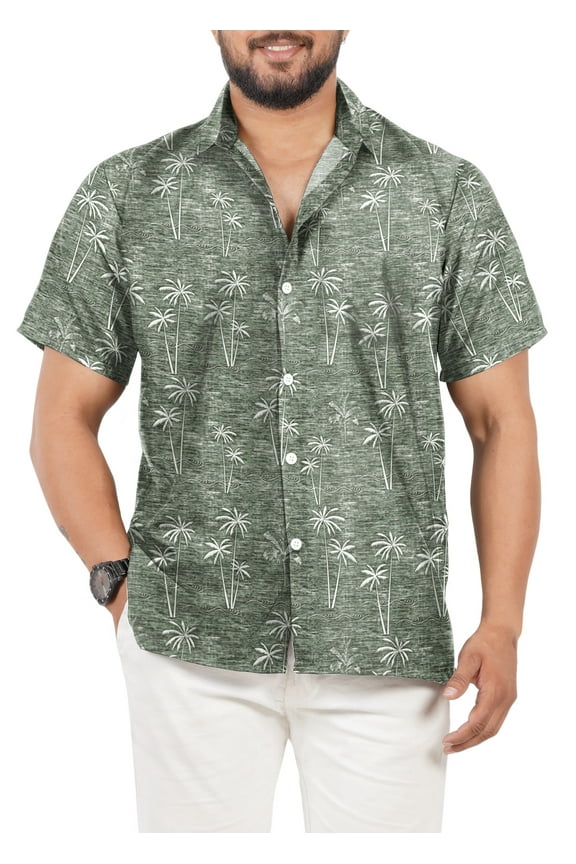 Men's Hawaiian Shirts Short Sleeve Button Down Shirt Mens Holiday Shirts Summer Beach Casual Aloha Tropical Shirts for Men Funny M Coal, Palm Tree