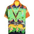 thumbnail image 1 of HAPPY BAY Men's Hawaiian Shirts Short Sleeve Button Down Shirt Mens Holiday Shirts Summer Beach Casual Aloha Tropical Shirts for Men Funny S Motorcycle Bike, Orange, 1 of 7