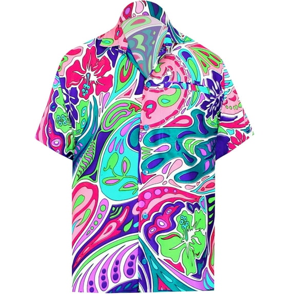 HAPPY BAY Men's Hawaiian Shirts Short Sleeve Button Down Shirt Mens Holiday Shirts Summer Beach Casual Aloha Tropical Shirts for Men Funny XXL Geometric, Blue