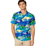 HAPPY BAY Mens Hawaiian Shirts Short Sleeve Button Down Shirt Mens Holiday Shirts Summer Casual Holiday Tropical Shirts for Men Funny XL Beach Surf, Blue