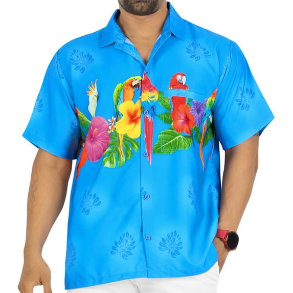 HAPPY BAY Men's Hawaiian Shirts Short Sleeve Button Down Shirt Mens Summer Shirts Casual Beach Holiday Hawaii Island Shirts for Men Funny 3XL Ocean, Tropical