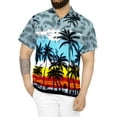 thumbnail image 1 of HAPPY BAY Men's Hawaiian Shirts Short Sleeve Button Down Shirt Mens Summer Shirts Casual Beach Holiday Hawaii Island Shirts for Men Funny XS Palm Tree Island View, Greys From Kids, 1 of 5