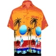 thumbnail image 1 of HAPPY BAY Men's Hawaiian Shirts Short Sleeve Button Down Shirt Mens Tropical Shirts Casual Holiday Summer Party Caribbean Shirts for Men Funny 3XL Sunburn, Orange, 1 of 4