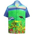 thumbnail image 1 of HAPPY BAY Men's Hawaiian Shirts Short Sleeve Button Down Shirt Mens Tropical Shirts Casual Holiday Summer Party Caribbean Shirts for Men Funny XS Dolphin Sea, Blue, 1 of 7