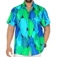 thumbnail image 1 of HAPPY BAY Men's Hawaiian Shirts Short Sleeve Button Down Shirt Mens Tropical Shirts Casual Holiday Summer Party Caribbean Shirts for Men Funny XXL Graphical Leaves, Blue For Dad, 1 of 7