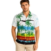 HAPPY BAY Mens Hawaiian Shirts Short Sleeve Button Down Shirt Mens Tropical Shirts Casual Vacation Summer Party Caribbean Shirts for Men Funny 5XL Hula Dancer, White