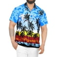thumbnail image 1 of HAPPY BAY Men's Hawaiian Shirts Short Sleeve Button Down Shirt Mens Tropical Shirts Casual Vacation Summer Party Caribbean Shirts for Men Funny 5XL Island View, Blue, 1 of 6