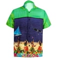 thumbnail image 1 of HAPPY BAY Men's Hawaiian Shirts Short Sleeve Button Down Shirt Mens Vacation Shirts Summer Beach Casual Tropical Shirts for Men Funny XS Hula Dance Party, Navy Blue, 1 of 6