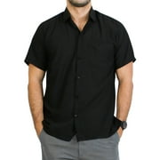HAPPY BAY Men's Hawaiian Shirts Solid Beach Shirts Casual Short Sleeve Button Down Collared Shirt Men S Black, Plain