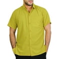 thumbnail image 1 of HAPPY BAY Men's Hawaiian Shirts Solid Beach Shirts Casual Short Sleeve Button Down Collared Shirt Men XL Mustard, Plain, 1 of 6