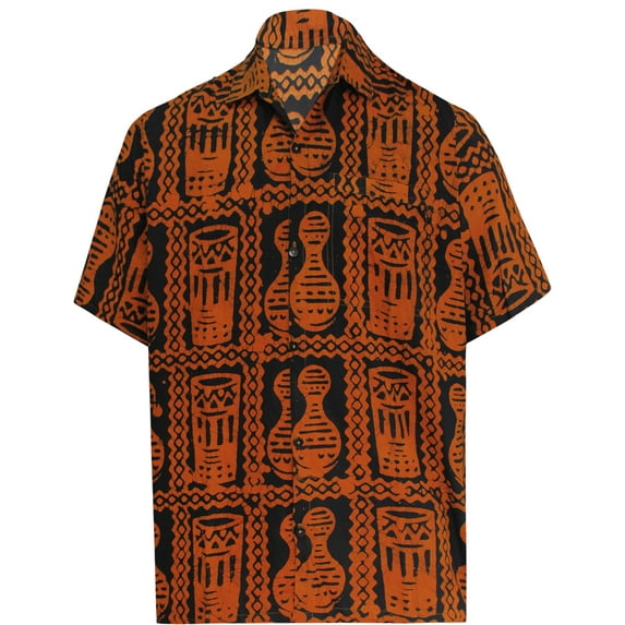 HAPPY BAY Men's Hawaiian Shirts Trendy Beach Shirts Casual Short Sleeve Button Down Collared Shirt Men 3XL Peanuts Drums, Yellow