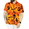 thumbnail image 1 of HAPPY BAY Men's Hawaiian Short Sleeve Beach Caribbean Cruise Shirt Vacation Halloween Costumes Button Up Shirts for Men L Scary Skull Spooky Orange, 1 of 4