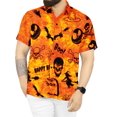 thumbnail image 1 of HAPPY BAY Men's Hawaiian Short Sleeve Beach Caribbean Cruise Shirt Vacation Halloween Costumes Button Up Shirts for Men XXL Scary Skull Spooky Orange, 1 of 4