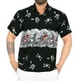 thumbnail image 1 of HAPPY BAY Men's Hawaiian Short Sleeve Button Up Beach Caribbean Shirt Fashion Halloween Costumes Cruise Shirts for Men XL Skull Crossbones Black, 1 of 5
