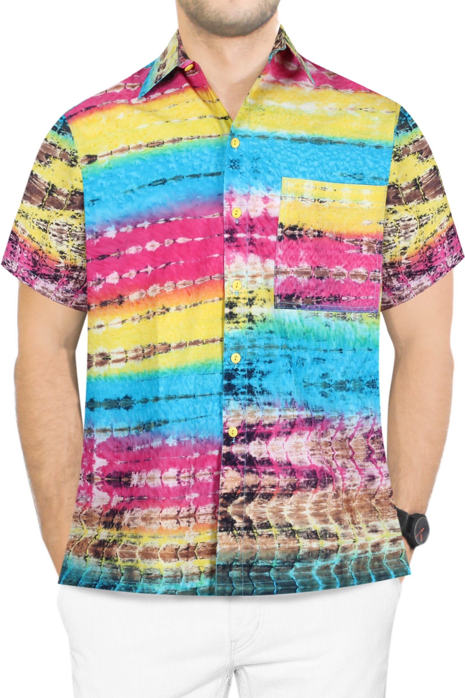 LA Leela Men's Hawaiian Shirt - Skull & Pirate Design, Denim Faded Print, Relaxed Fit (Size L) - View #12