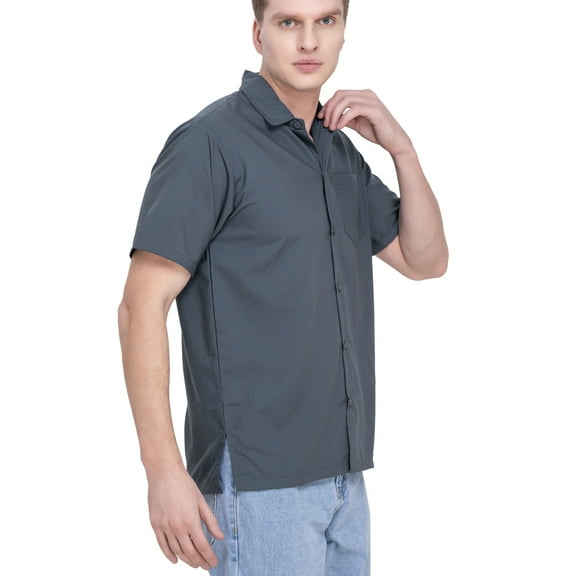 HAPPY BAY Men's Hawaiian Solid Beach Shirts Casual Short Sleeve Shirts Button Down Shirt Men S Grey, Plain