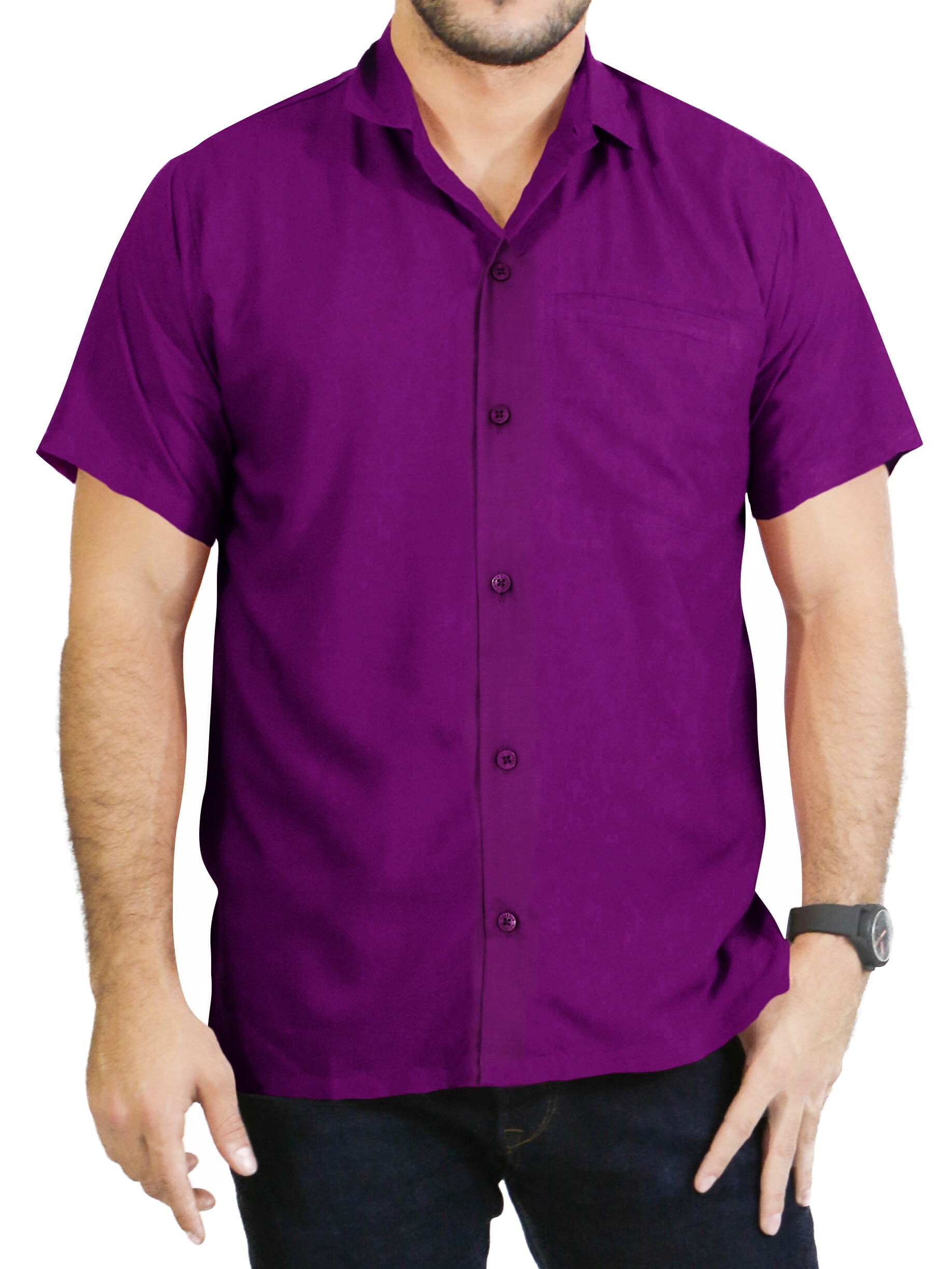 HAPPY BAY Men's Hawaiian Summer Solid Shirts Casual Short Sleeve Shirts Button Down Shirt Men