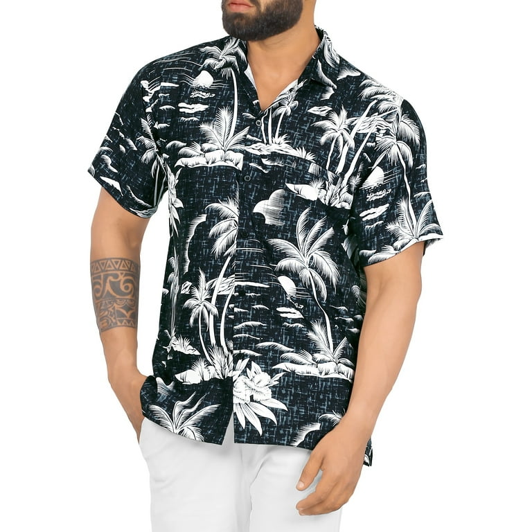 HAPPY BAY Men's Holiday Tropical Party Aloha Shirts Short Sleeve Button  Down Beach Hawaiian Shirt for Men XL Ebony, Palm Sea Shore