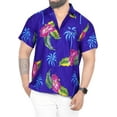 thumbnail image 1 of HAPPY BAY Men's Luau Beach Shirts Casual Short Sleeve Button Down Shirts Hawaiian Shirt for Men XL Hibiscus Palm, Blue Summer, 1 of 5