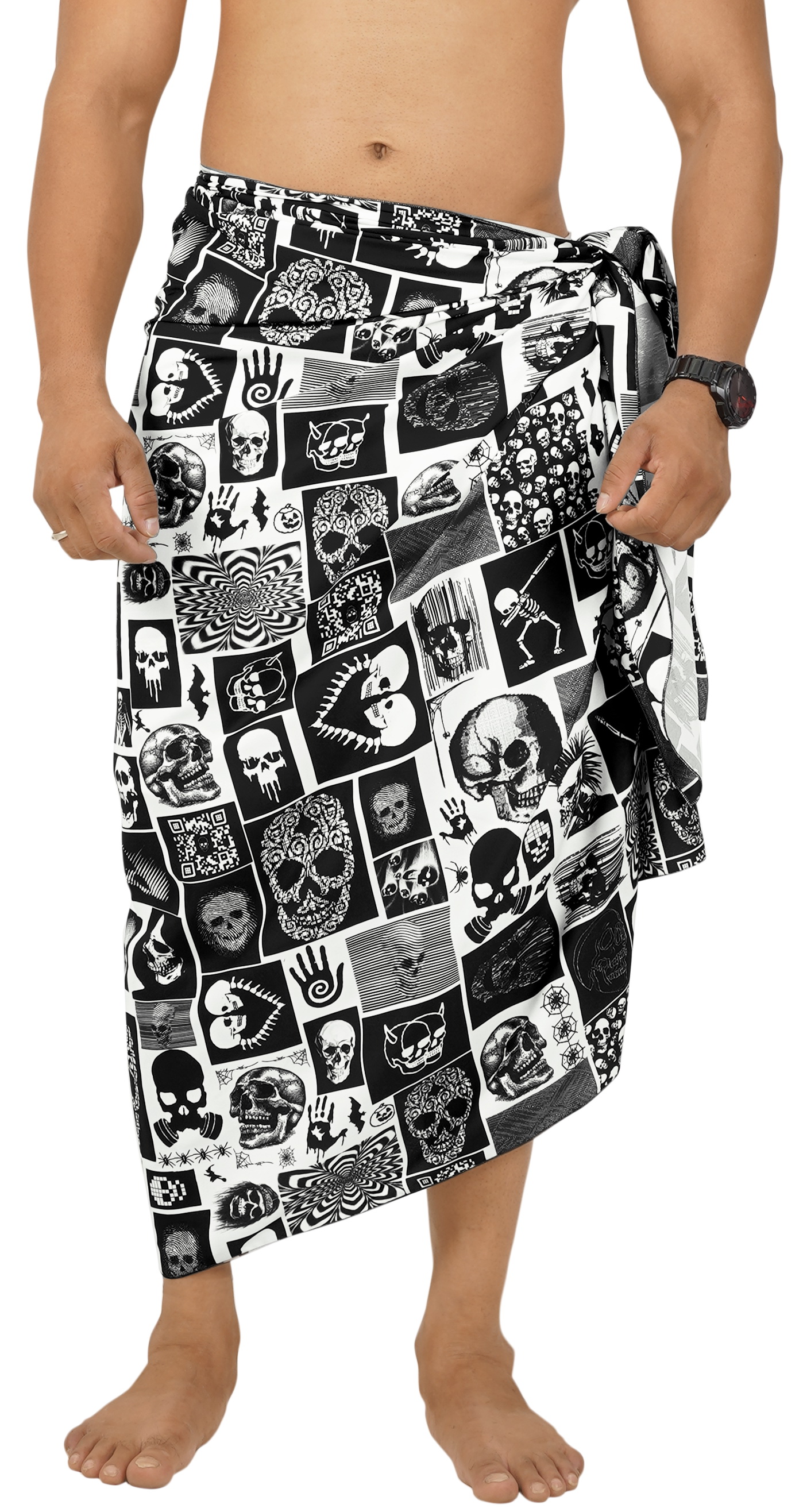 HAPPY BAY Men's Pareo Allover Halloween Costumes Skull Party Swim ...
