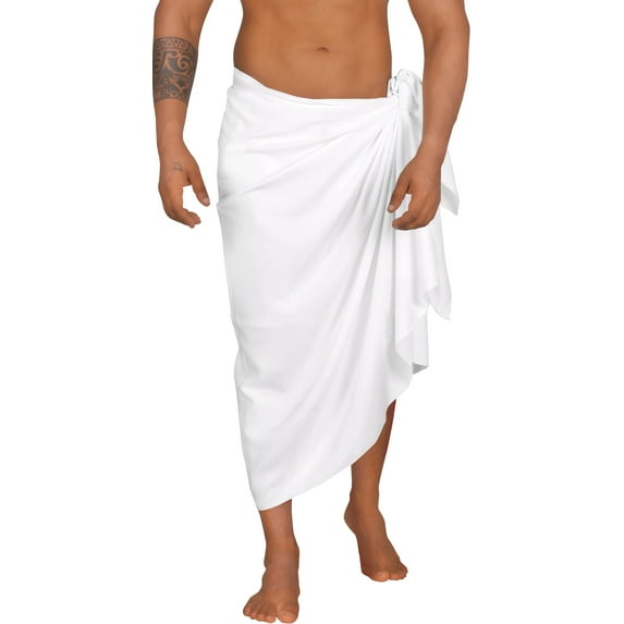 HAPPY BAY Men's Pareo Bath Trunk Swimwear Sarong Swim Beach Wrap One Size Snow White Summer Vacation Party