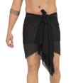 thumbnail image 1 of HAPPY BAY Men's Pareo Holiday Beach Wraps Stylish Bathing Suit Sarong One Size Coal, Solid Summer Vacation Party, 1 of 5