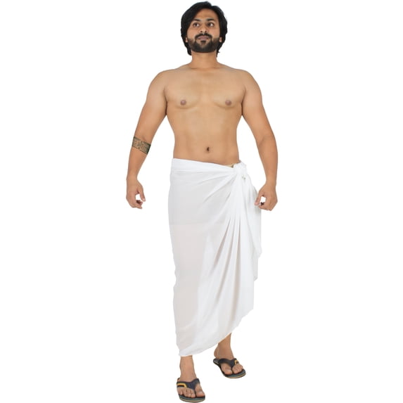 HAPPY BAY Men's Pareo Holiday Beach Wraps Stylish Bathing Suit Sarong One Size White, Solid Summer Vacation Aloha