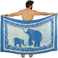 thumbnail image 1 of HAPPY BAY Men's Pareo Regular Holiday Dashiki Sarong Long Shower Beach Wrap One Size Blue, Elephant Summer Vacation Party, 1 of 5