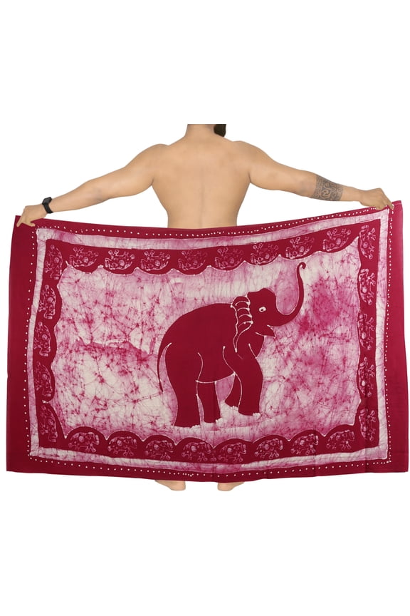 Men's Pareo Regular Holiday Dashiki Sarong Long Shower Beach Wrap One Size Pink, Elephant Summer Vacation Aloha
