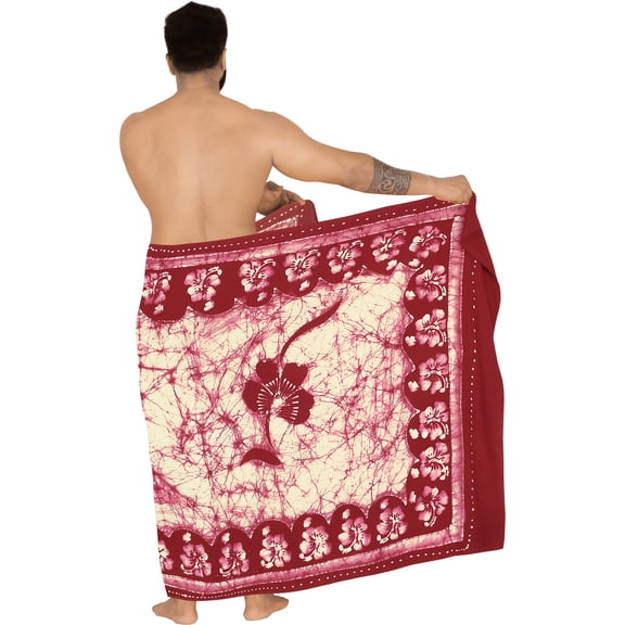 HAPPY BAY Men's Pareo Regular Holiday Dashiki Sarong Long Shower Beach Wrap One Size Red_N992 Summer Vacation Party