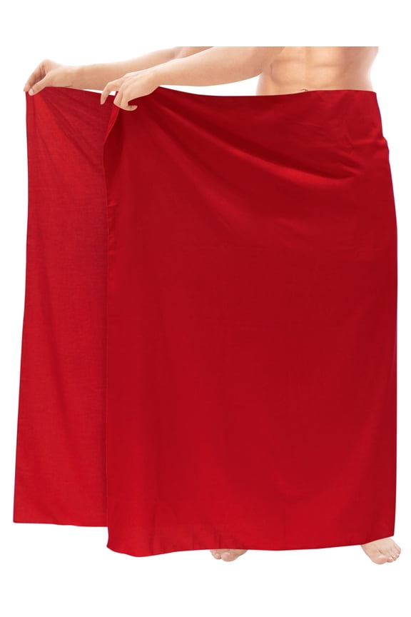 Men's Pareo Regular Swimsuits Sarong Long Swim Beach Wrap One Size Plain, Red Summer Vacation Aloha