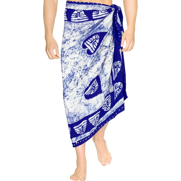 HAPPY BAY Men's Pareo Standard Beachwear Dashiki Sarong Full Beach Wrap One Size Cobalt Summer Vacation Party