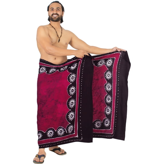 HAPPY BAY Men's Pareo Standard Beachwear Dashiki Sarong Full Beach Wrap One Size Garnet, Sun Summer Vacation Party