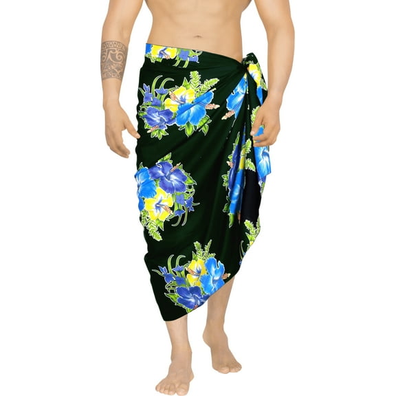 HAPPY BAY Men's Pareo Standard Party Surf Sarong Beach Wrap One Size Lake, Hibiscus Summer Vacation Aloha