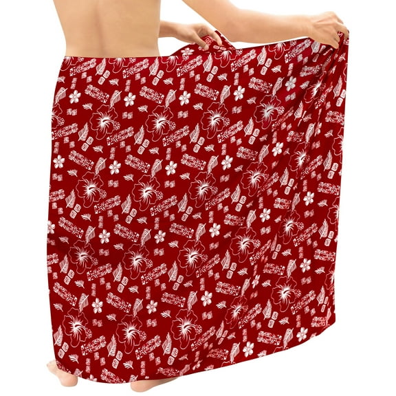 HAPPY BAY Men's Pareo Standard Party Surf Sarong Beach Wrap One Size Red-I634 Summer Vacation Aloha