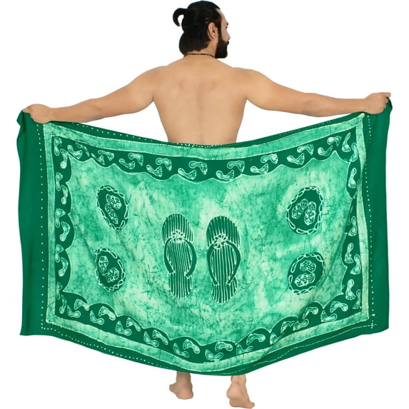 HAPPY BAY Men's Pareo Standard Surfing Dashiki Sarong Full Beach Wrap One Size Floral, Green Summer Vacation Aloha