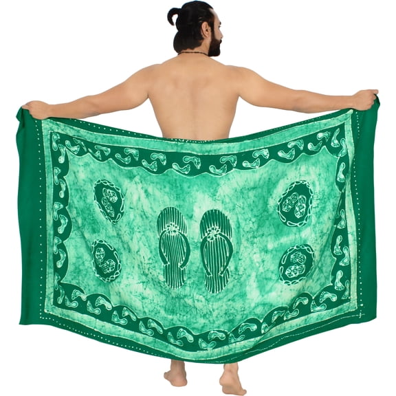 HAPPY BAY Men's Pareo Standard Surfing Dashiki Sarong Full Beach Wrap One Size Floral, Green Summer Vacation Aloha